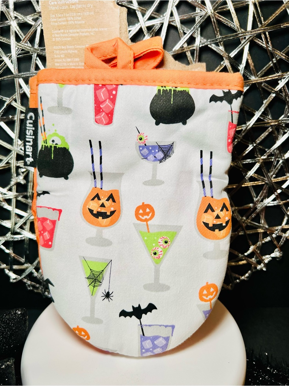 2 Halloween Spooky Cocktails Mini Oven Mitts Cauldron Pumpkin Eyeballs Bats